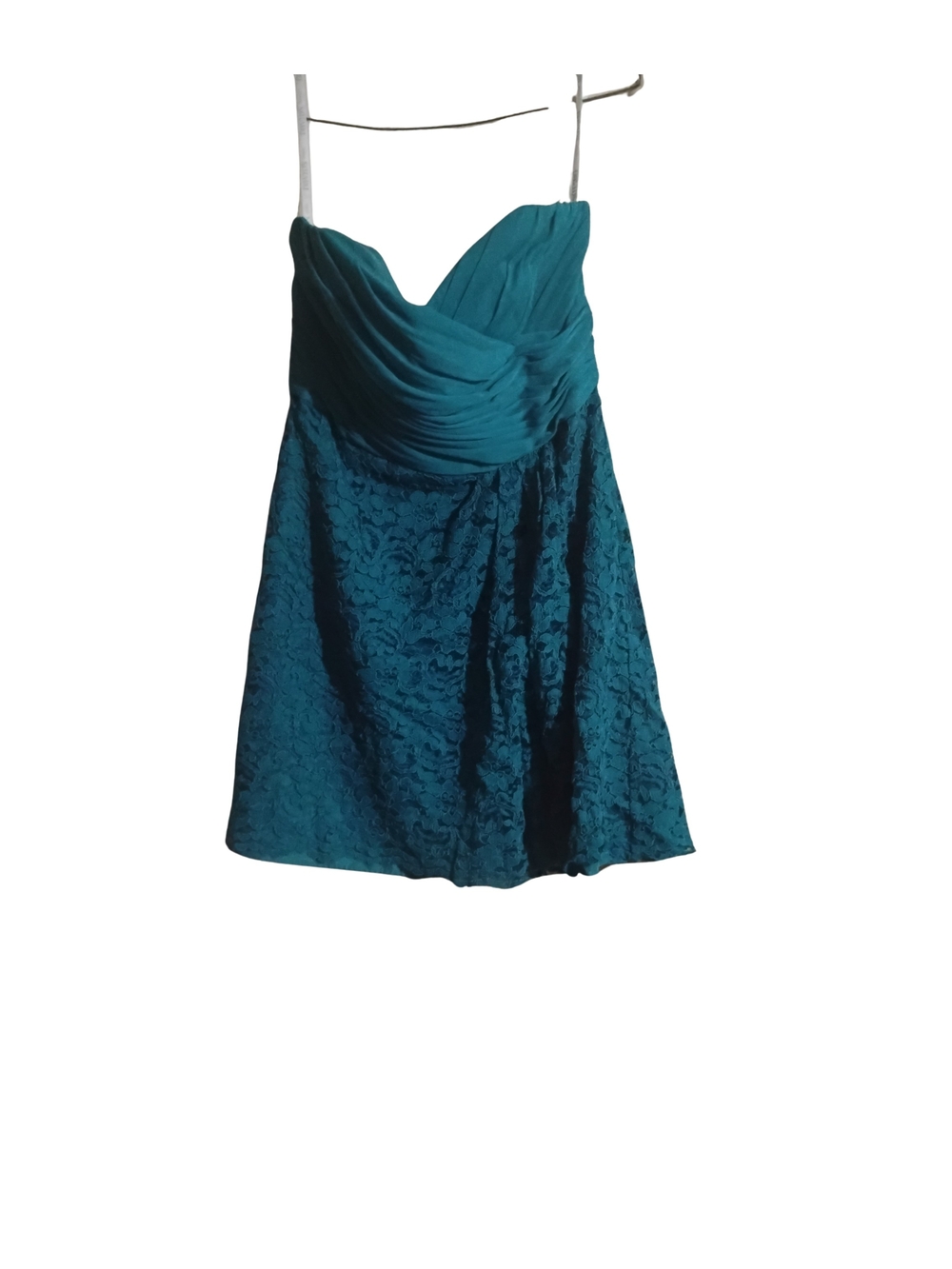 Strapless Teal Lace & Chiffon Sweetheart Dress